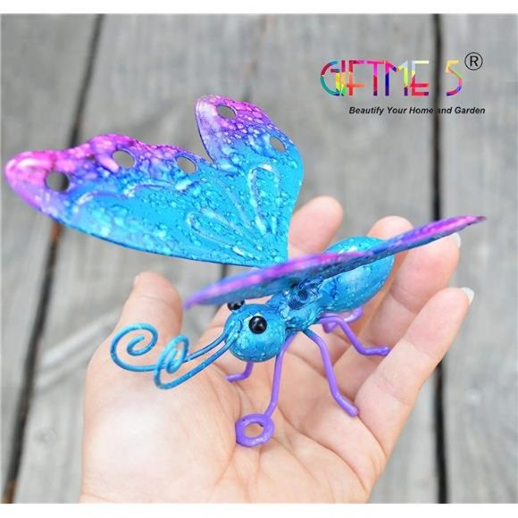 Metal Butterfly Yard Art Decor for Garden Patio Porch Tree Set of 4 Butterflies - Picture 5 of 6